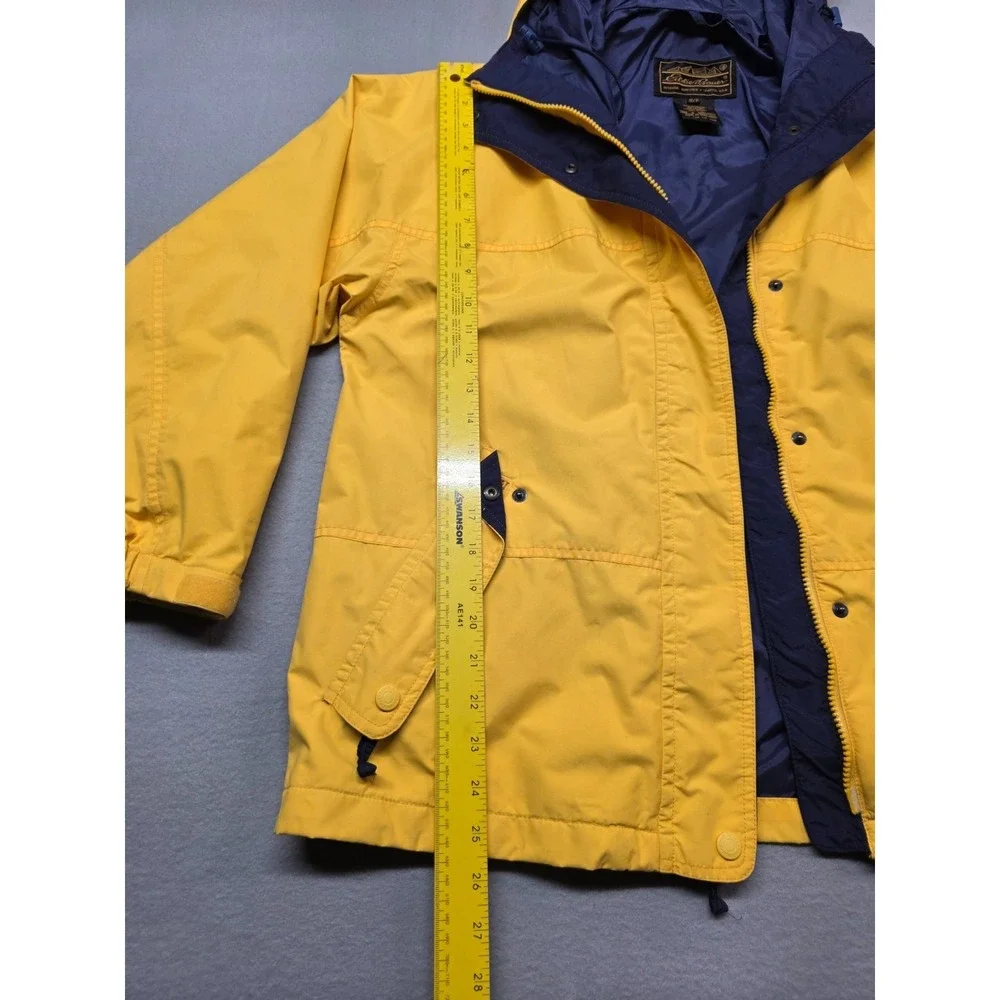 Eddie Bauer Jacket Mens Small Yellow GORE-TEX Hooded Parka‎ Waterproof Rain Coat